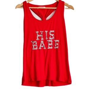 Emma Jordan Red Racerback Tank Top with Silver Sequined Bling Women's 1X